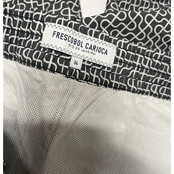 Frescobol Carioca Classic Swim Shorts in Black White - Picture 3 of 3